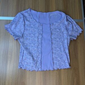 Aeropostale Lavender Floral Crop Top